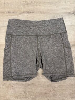 aerie Heather Gray High-Rise Bike Shorts with Side Pockets